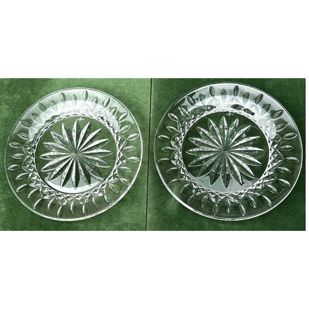 Waterford Crystal Rare Lismore 8-inch Accent Plates Excellent-Set of 2